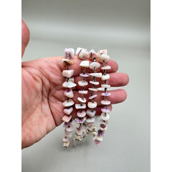 Vintage Japan 4 Strand Purple Shell Necklace - Picture 10 of 10
